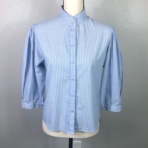 Vintage Christopher Striped Puff/Pleated Sleeve Top